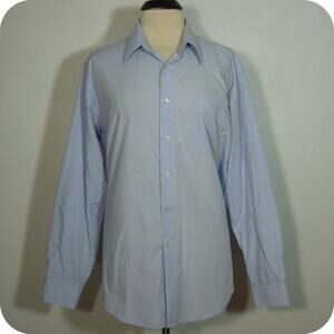 BERGAMO NEW YORK Mens Collared Dress Shirt Blue Long Sleeves L 16-16-1/2 34/35